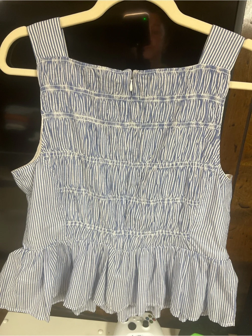 J. Crew Blue and White Striped Smocked Tank - Picture 3 of 6